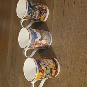 James Sadler VTG Mugs Trio- Bone China Pinocchio/ David Copperfield/ Willow